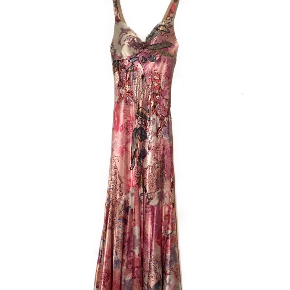 Pink Floral Beaded Gown